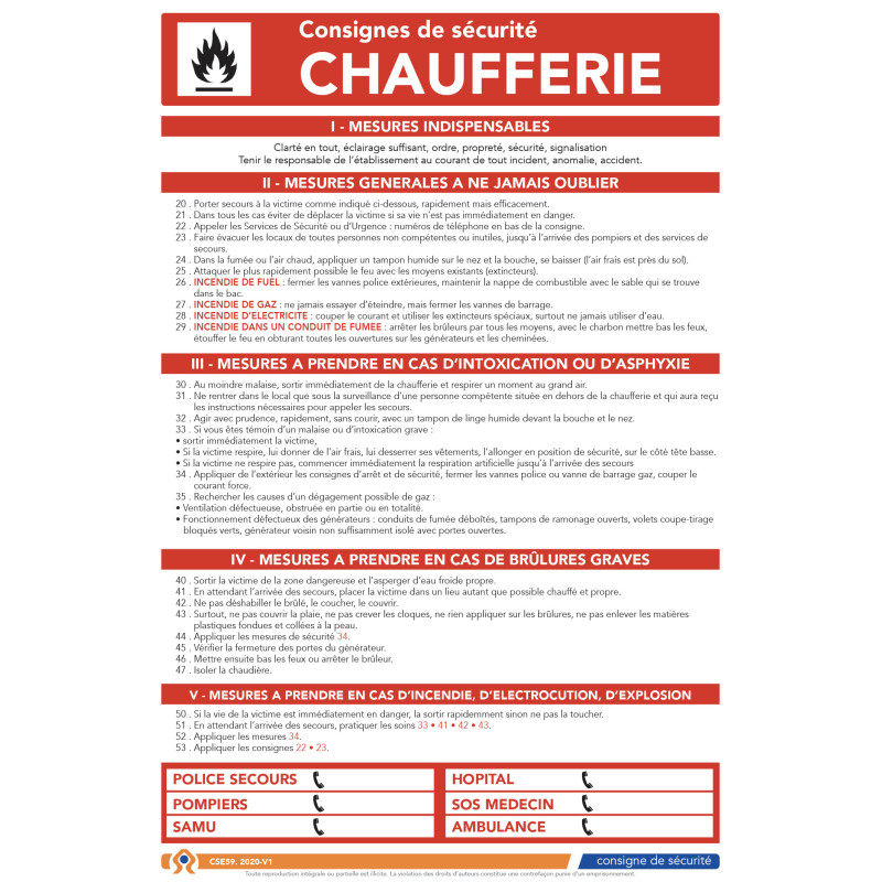 Consigne de sécurité chaufferie