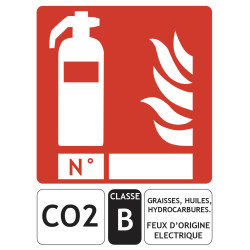 Panneau extincteur classe CO2 150x200 mm
