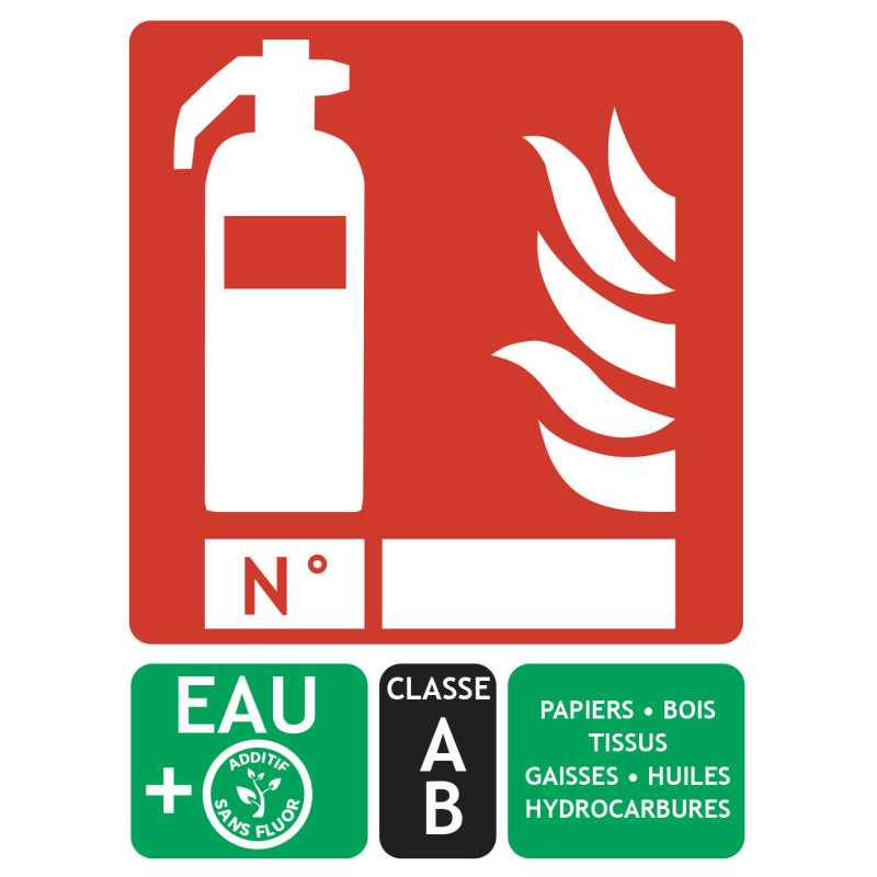 Panneau extincteur classe AB sans fluor 150x200 mm