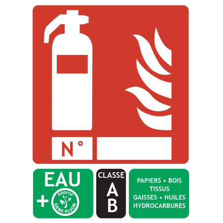 Panneau extincteur classe AB sans fluor 150x200 mm