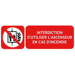 interdiction d'utiliser l'ascenseur en cas d'incendie avec pictogramme