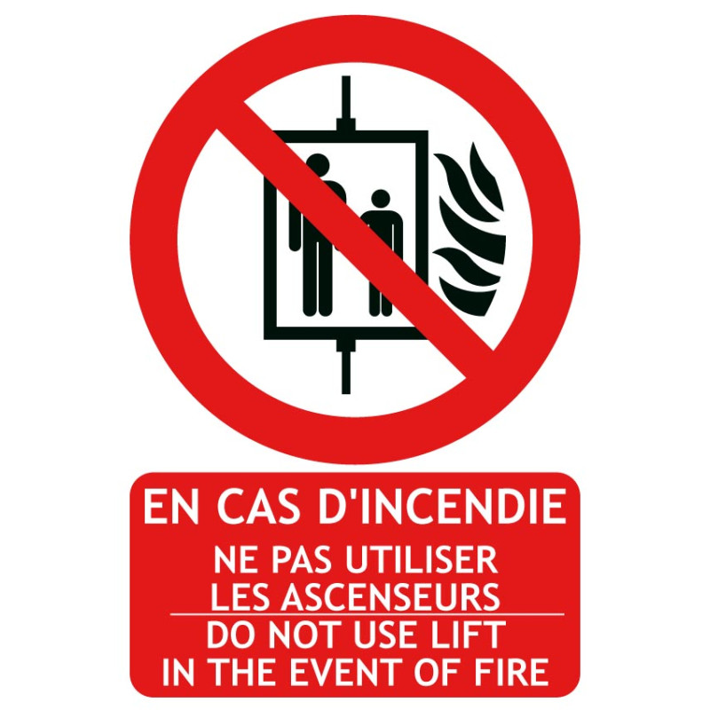 Panneau ne pas utiliser les ascenseurs bilingue